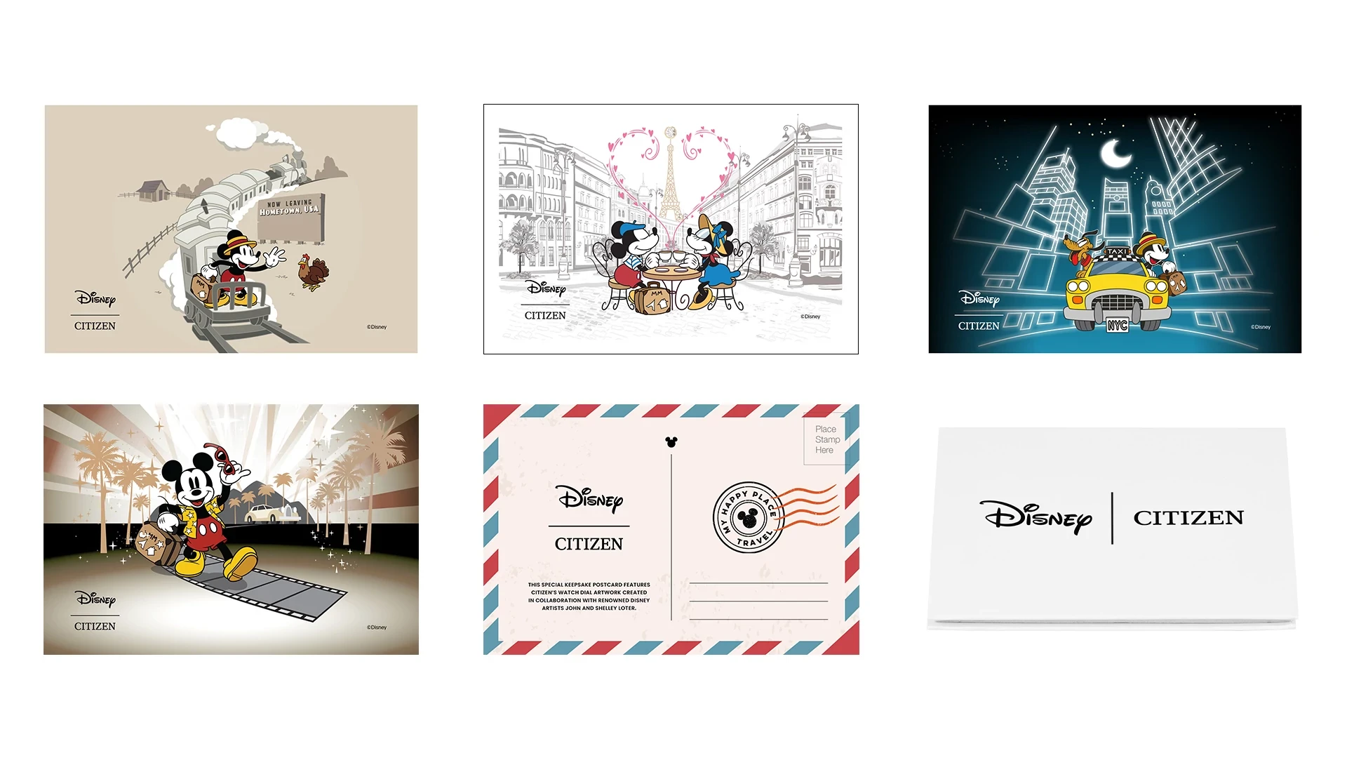 Disney Mickey Mouse Journey Postcards Dial GWP-DIS25CRDS | CITIZEN